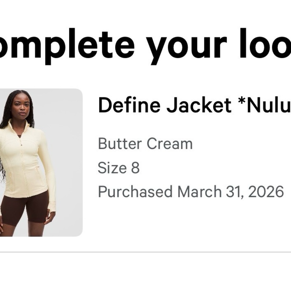 WOULD LIKE TO TRADE!! Lululemon Define Jacket - Butter Cream NWT